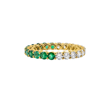 Half Diamond Half Emerald Eternity Band