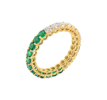 Half Diamond Half Emerald Eternity Band