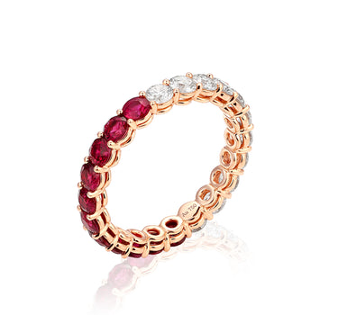 Half Diamond Half Ruby Eternity Band