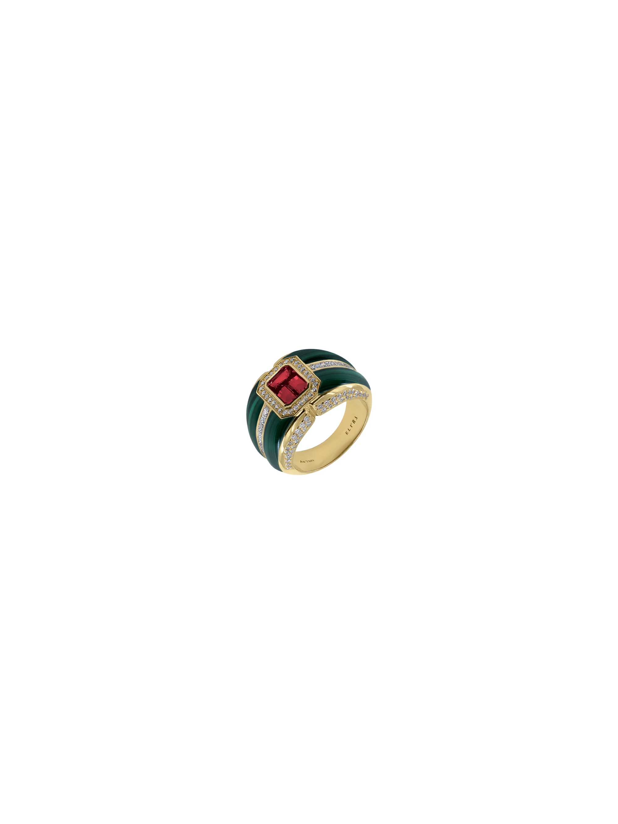 Celestial Gem Ring - Garnet & Malachite